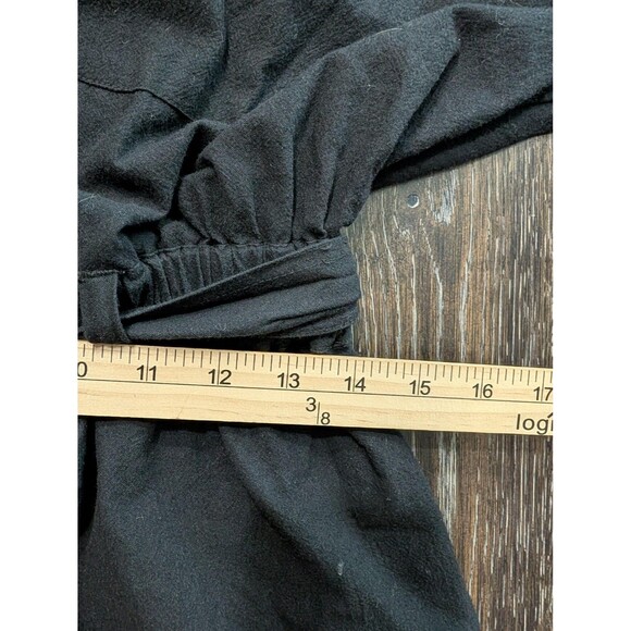 Free People Shirt Womens Small Black Short Sleeve Button Belted Tunic Cotton Top - Picture 10 of 10
